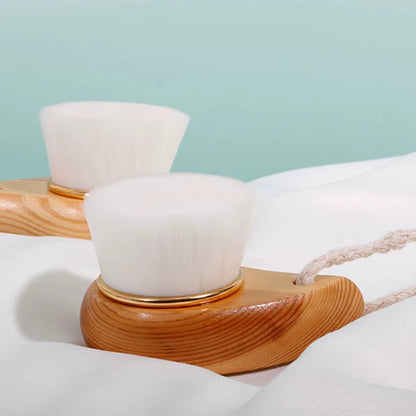 1Pc-Soft Fiber Hair Facial Massage Brush Gentle Exfoliation Cleaning Face Skin Care Tool with Wooden Handle