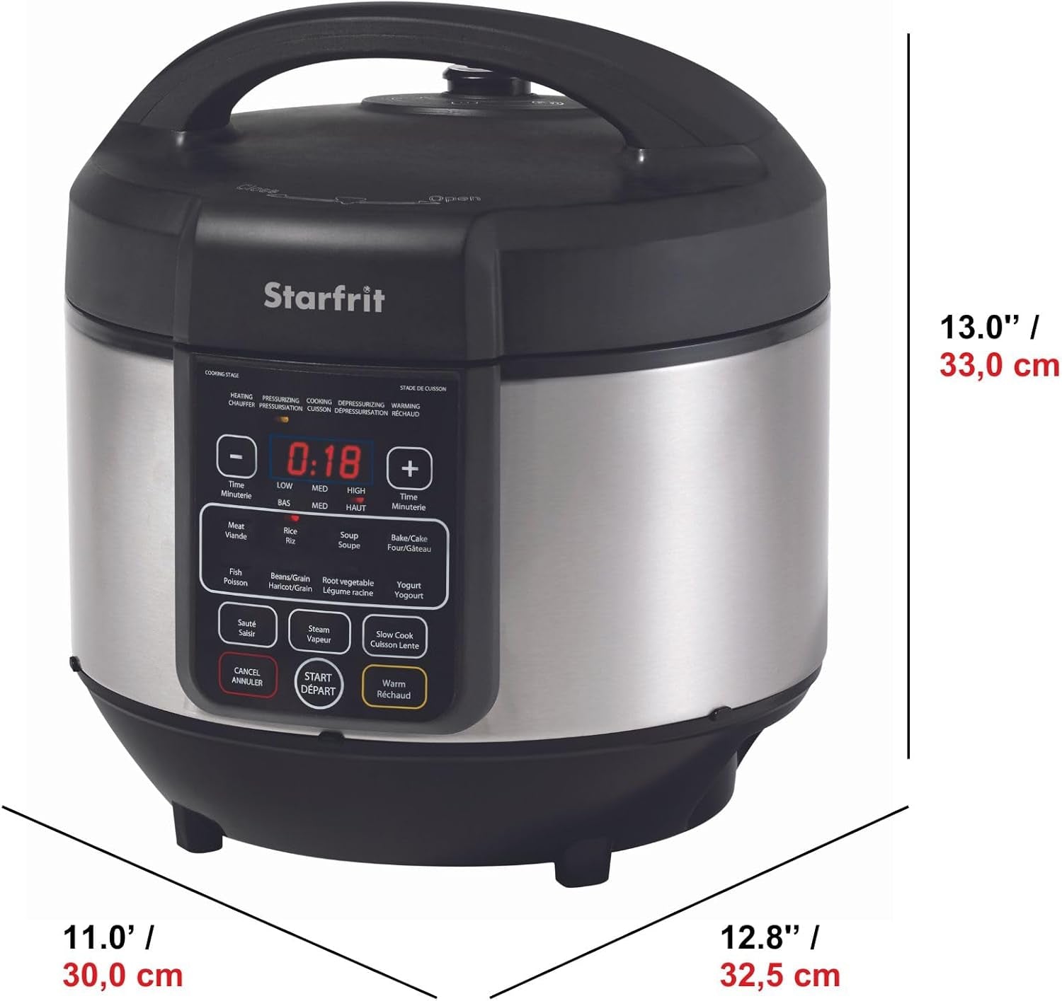 Electric Pressure Cooker - 8L Capacity - Steam Tray, Measuring Cup & Spatula - 11 Preset Cooking Functions