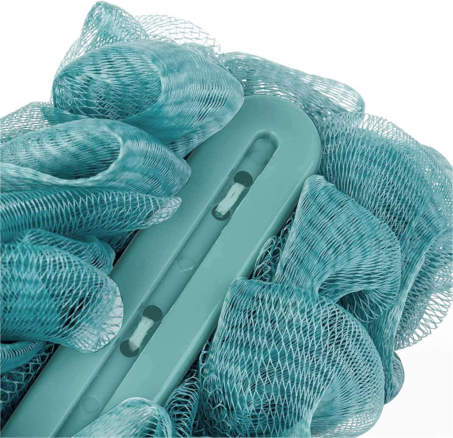 3-Piece Long Handle Back Brush Set for Shower - Soft Mesh Loofah Exfoliating Body Scrubber with Lanyard for Men and Women (Blue, Pink, White)