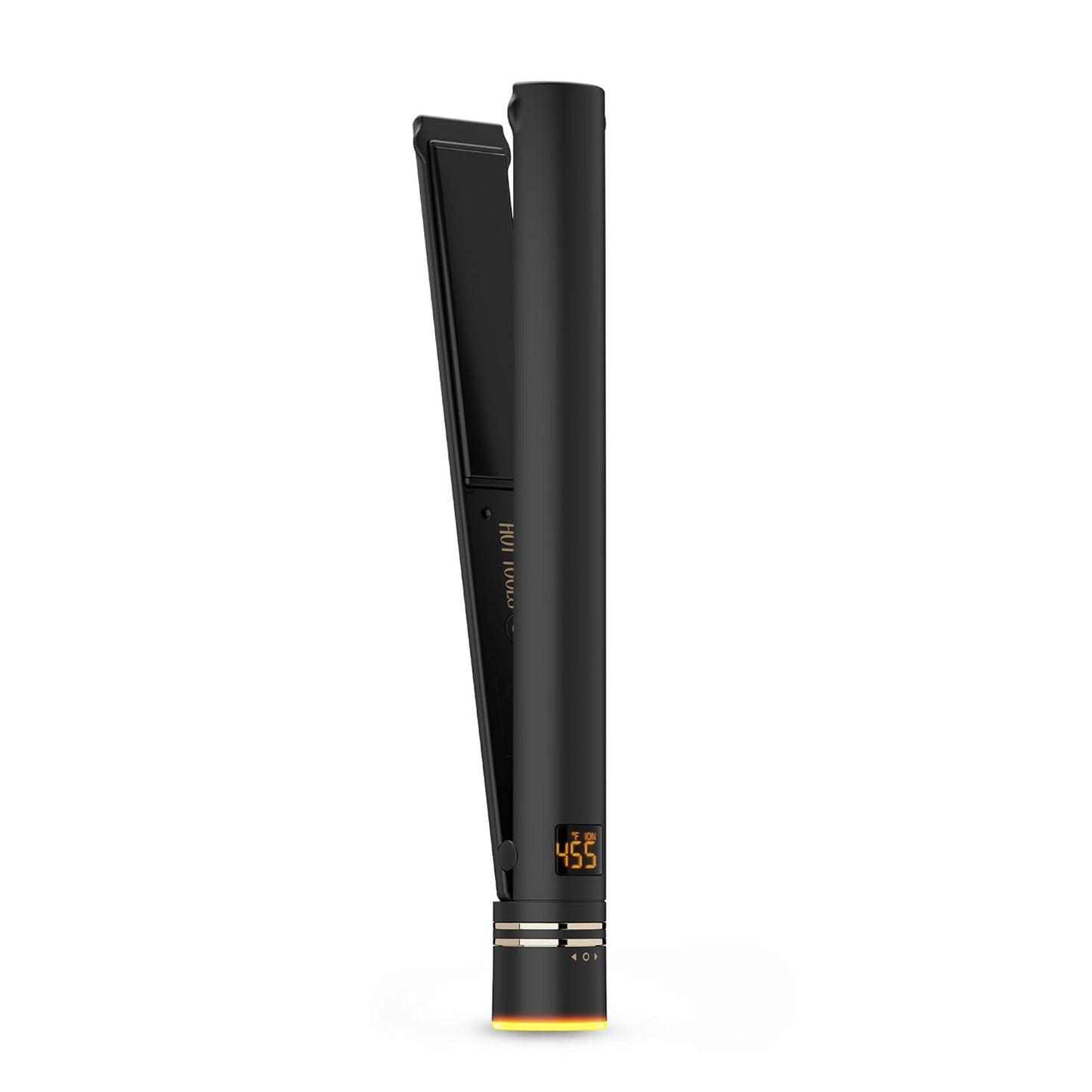 Pro Artist Black Gold Ionic 1 1/4 Inch Flat Iron - Use as Straightener for Sleek Straight Hair or Use Rounded Edges for Shiny Curls and Waves, Stylist-Preferred Styles