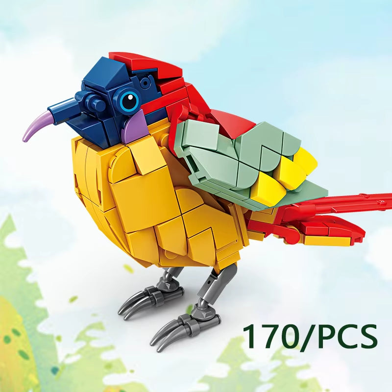 MOC City Creative Building Blocks Accessories Zoo Rhino Lion Kangaroo Wolf Fox Frog Bee Crow Peacock Mini Brick Toy Gifts X021