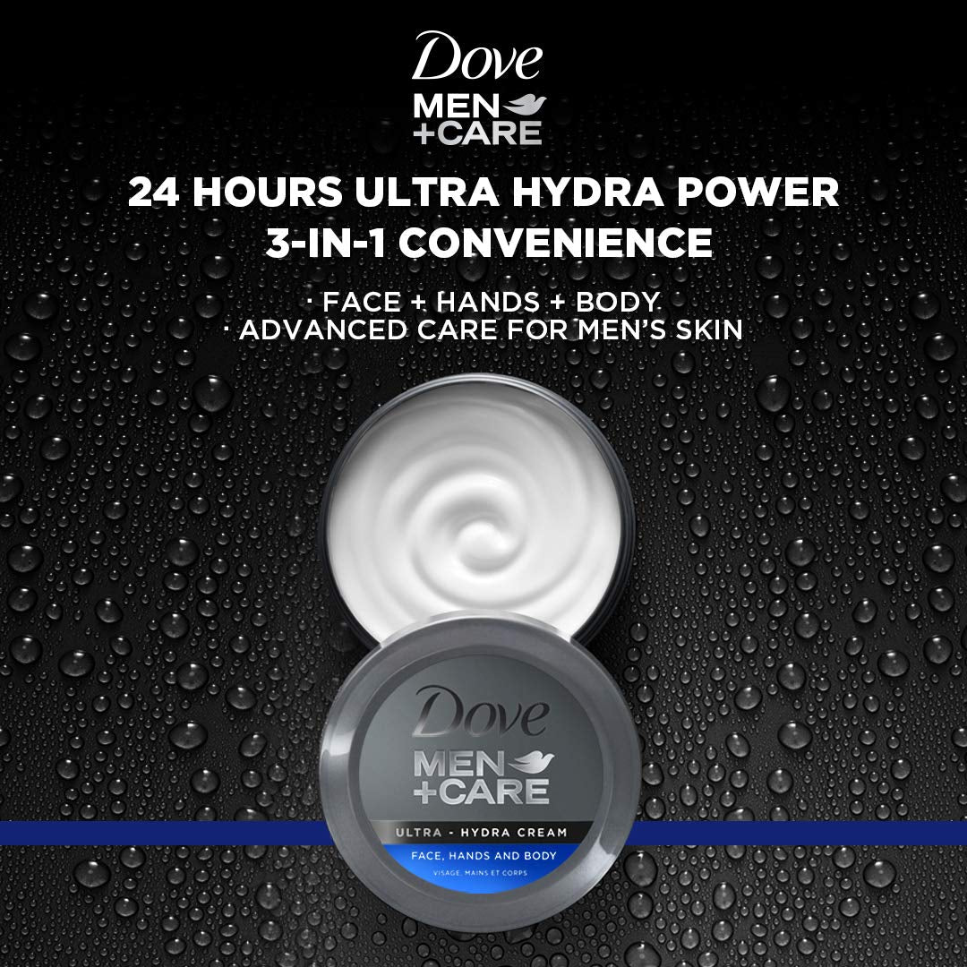 Men+Care Ultra Hydra Cream, Face, Hands and Body Care, All Skin Types, 6 Pack of 2.53 Oz Each
