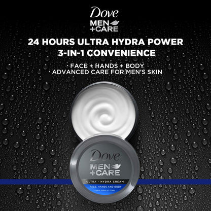 Men+Care Ultra Hydra Cream, Face, Hands and Body Care, All Skin Types, 6 Pack of 2.53 Oz Each