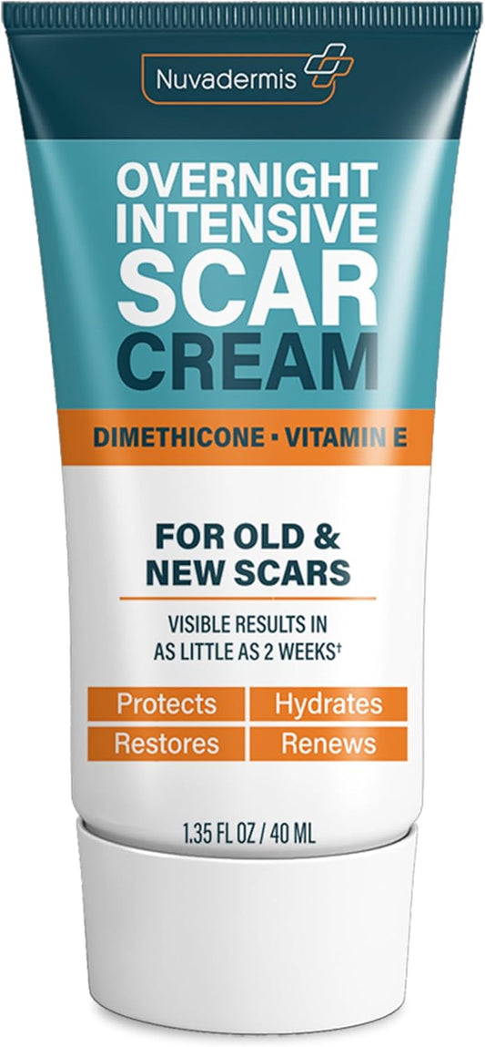 Overnight Intensive Scar Cream with Retinol, Allantoin, Vitamin E, Betaine – 1.35 Fl Oz PM Scar Cream Treatment for C-Sections, Keloids & Post-Surgery Care
