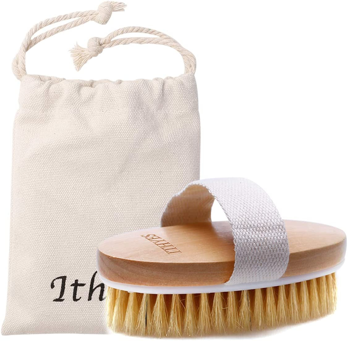 Natural Bristle Dry Brushing Body Brush for Exfoliation, Detoxification, Improve Lymphatic Functions
