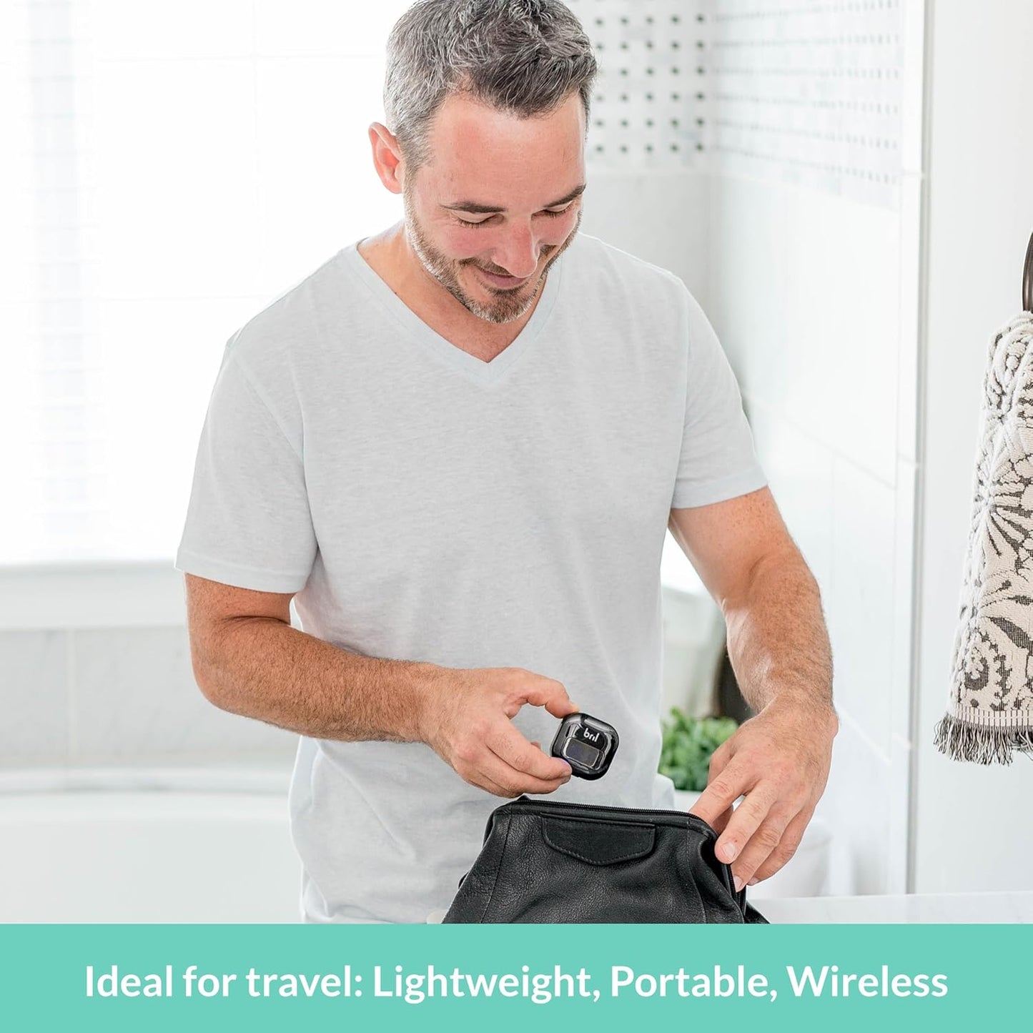 UV-C Toothbrush Sanitizer, Portable Cleaner, Travel Cover, Magnetic Holder, and Rechargeable Case for Any Size Toothbrush, White