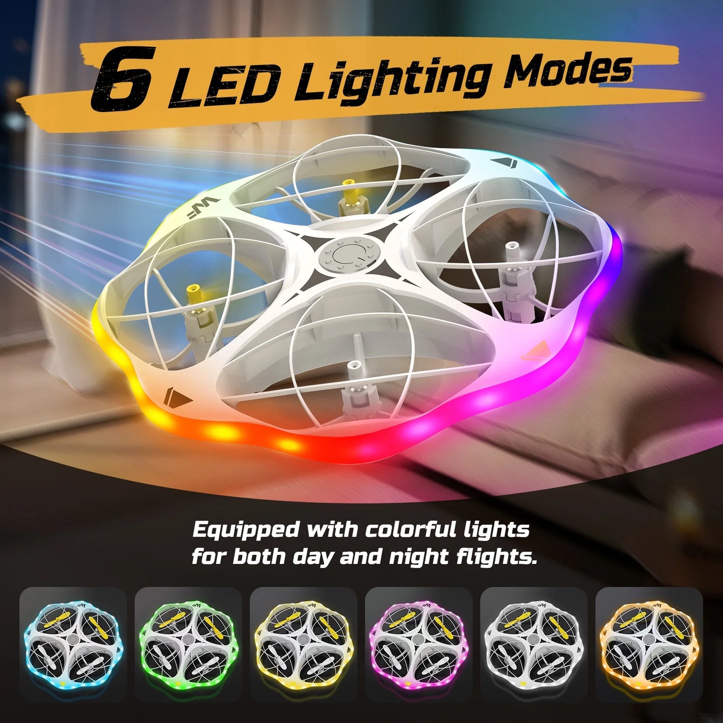 UFO RC Drone for Kids Quadcopter with LED Lights 360° Flip Remote Control White