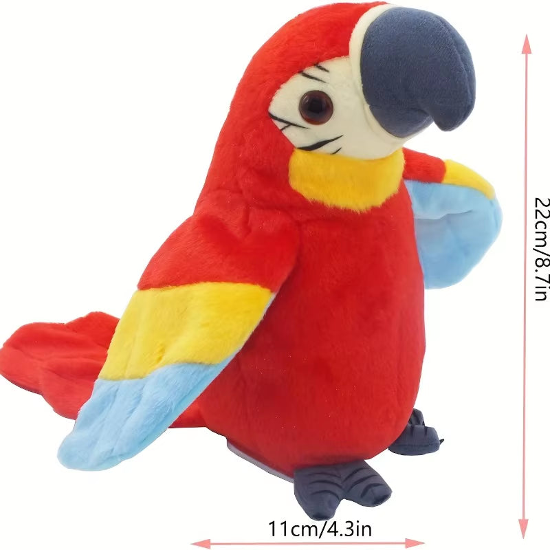 Talking Stuffed Parrot Toy – Interactive Electronic Bird Plush with Voice Repeat, Waving Wings & Head Movement for Kids