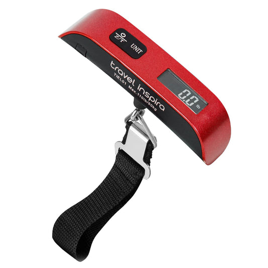 Digital Luggage Scale 110LB /50 KG with LCD Display,Overload Alarm Temperature Sensor-Red
