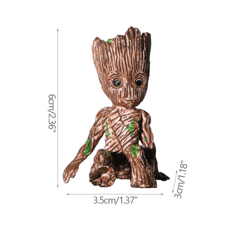 Mini Cartoon Groot Figurine – Cute Tree Man Ornament 5CM Desk Decor, Home & Office Miniature Model