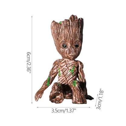 Mini Cartoon Groot Figurine – Cute Tree Man Ornament 5CM Desk Decor, Home & Office Miniature Model