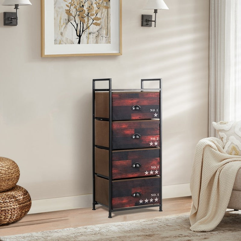 Industrial 4-Drawer Fabric Storage Dresser with Steel Frame