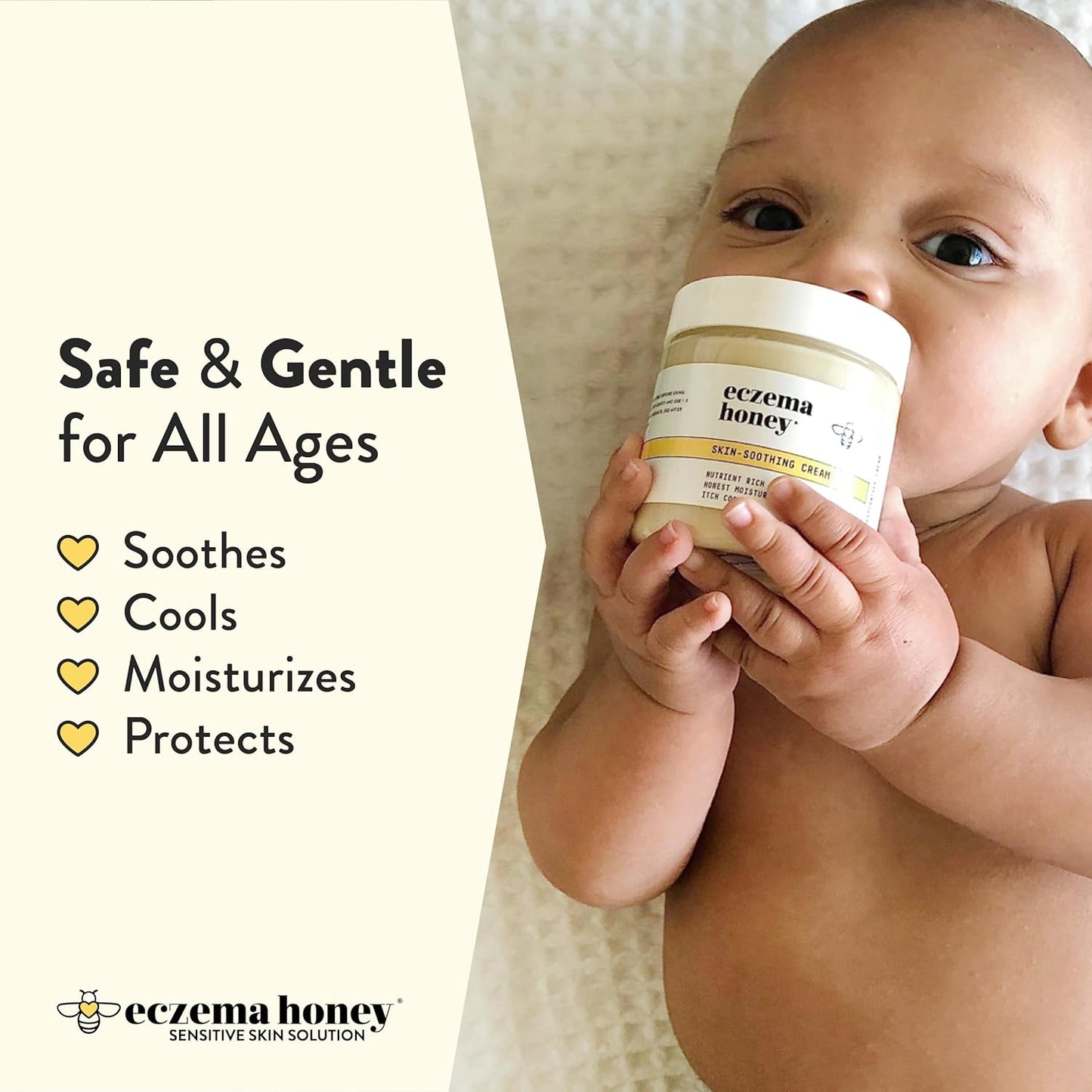 Original Skin-Soothing Cream - Organic Hand & Body Eczema Relief - Natural Honey Lotion for Dry, Itchy, & Irritable Skin (4 Oz)