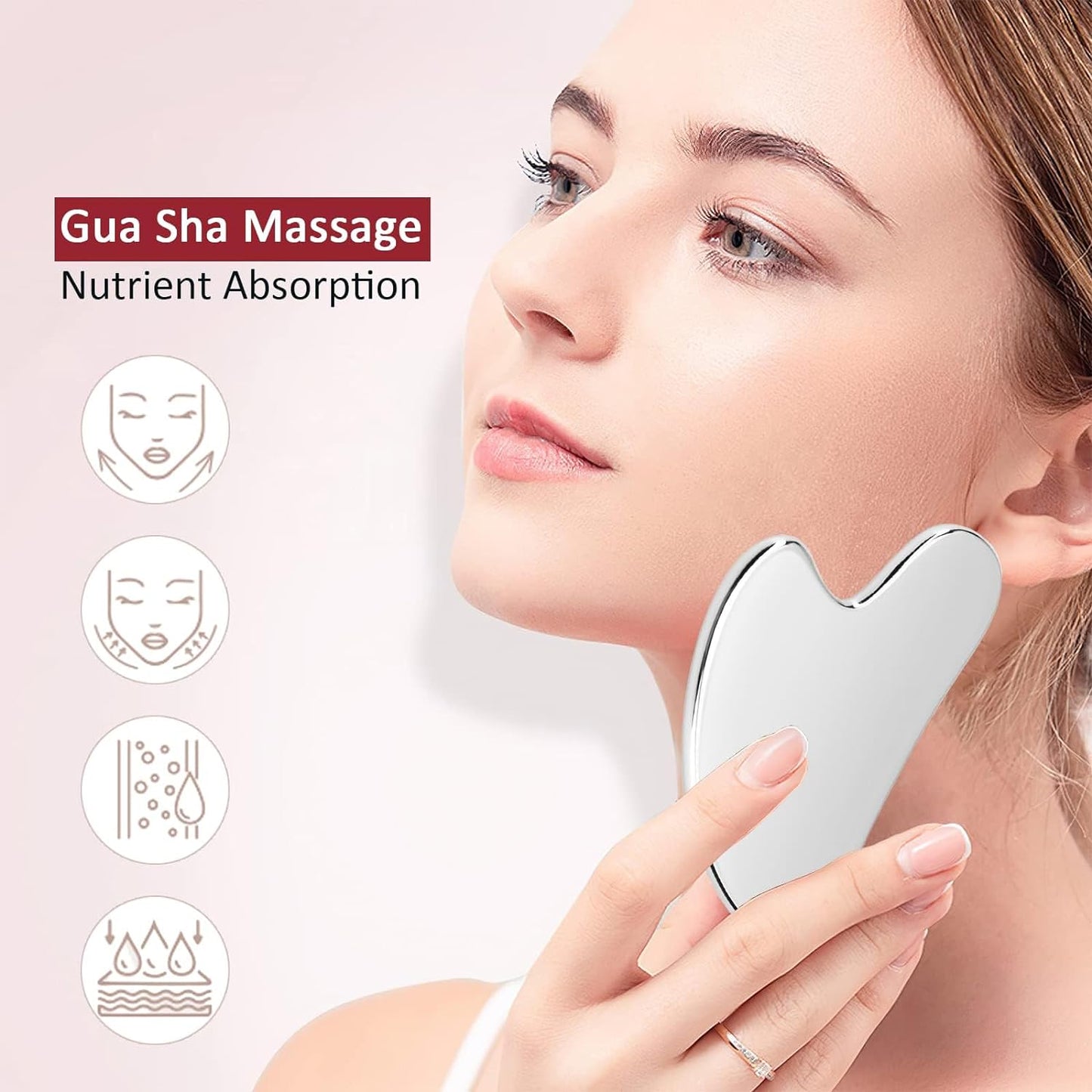 Gua Sha Tool for Lymphatic Drainage Massage - Stainless Steel 