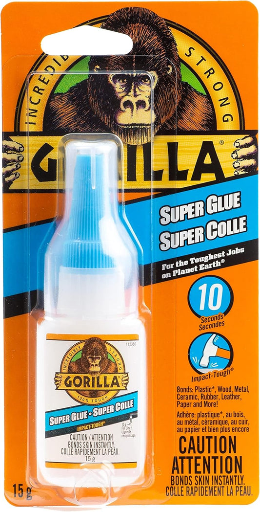Super Glue Liquid, Fast-Setting, Versatile Cyanoacrylate Glue, Anti-Clog Cap, Flow Control Formula, Clear, 0.53Oz/15G, (Pack of 1) 112381