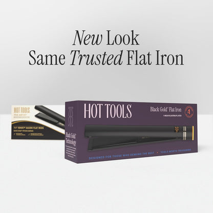 Pro Artist Black Gold Ionic 1 1/4 Inch Flat Iron - Use as Straightener for Sleek Straight Hair or Use Rounded Edges for Shiny Curls and Waves, Stylist-Preferred Styles