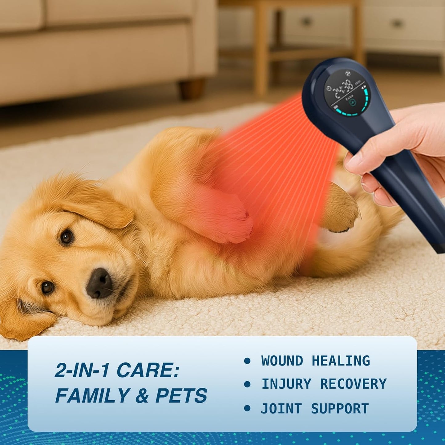 Cold Laser Therapy Device, Portable Handheld Red Light Therapy for Joint and Muscle Pain Relief, Wound Healing, Dual Wavelenghth (4X808Nm+14X650Nm) with Adjustable Timer and Intensity