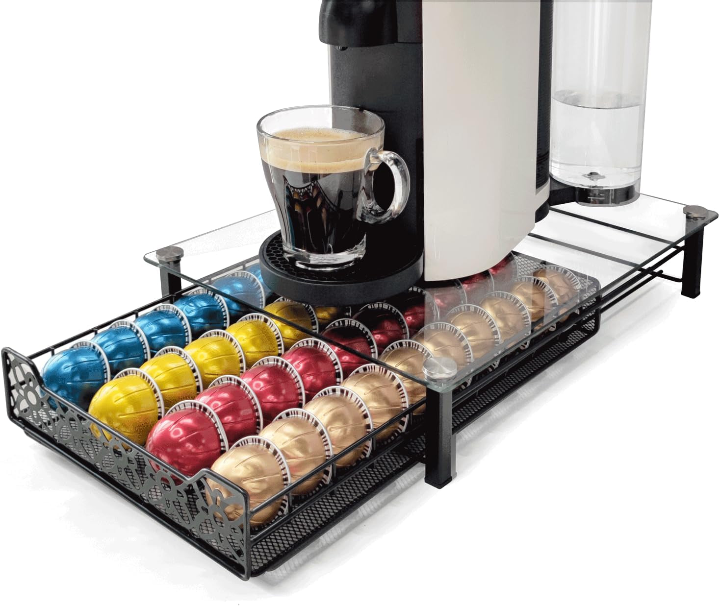 Coffee Pod Holder Kitchen Organizer Storage Holder Drawer Compatible with Nespresso Vertuoline Stores 40 Coffee Pods