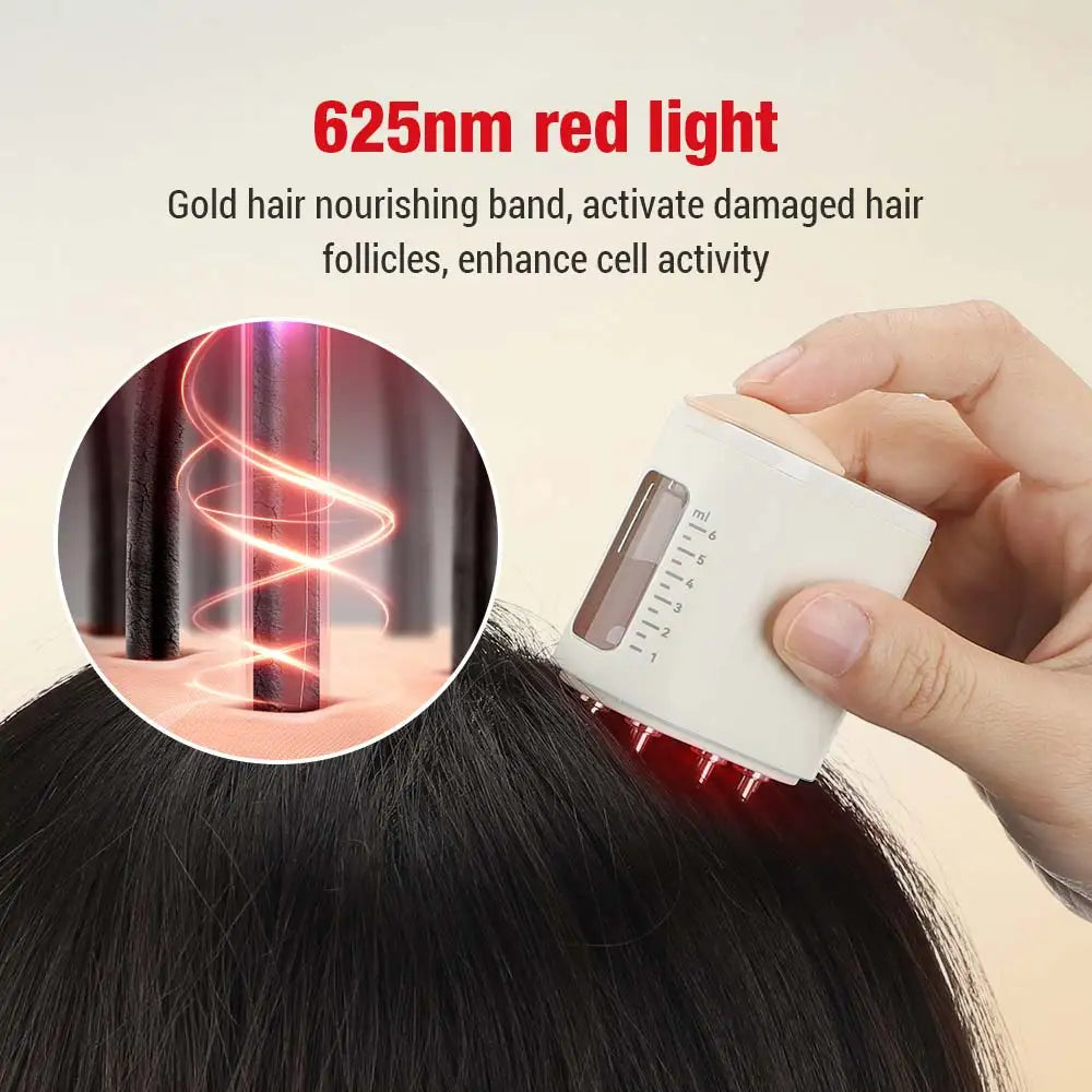 LED Light Therapy Vibration Massage Comb Medicine Liquid Oil Applicator for Hair Growth 