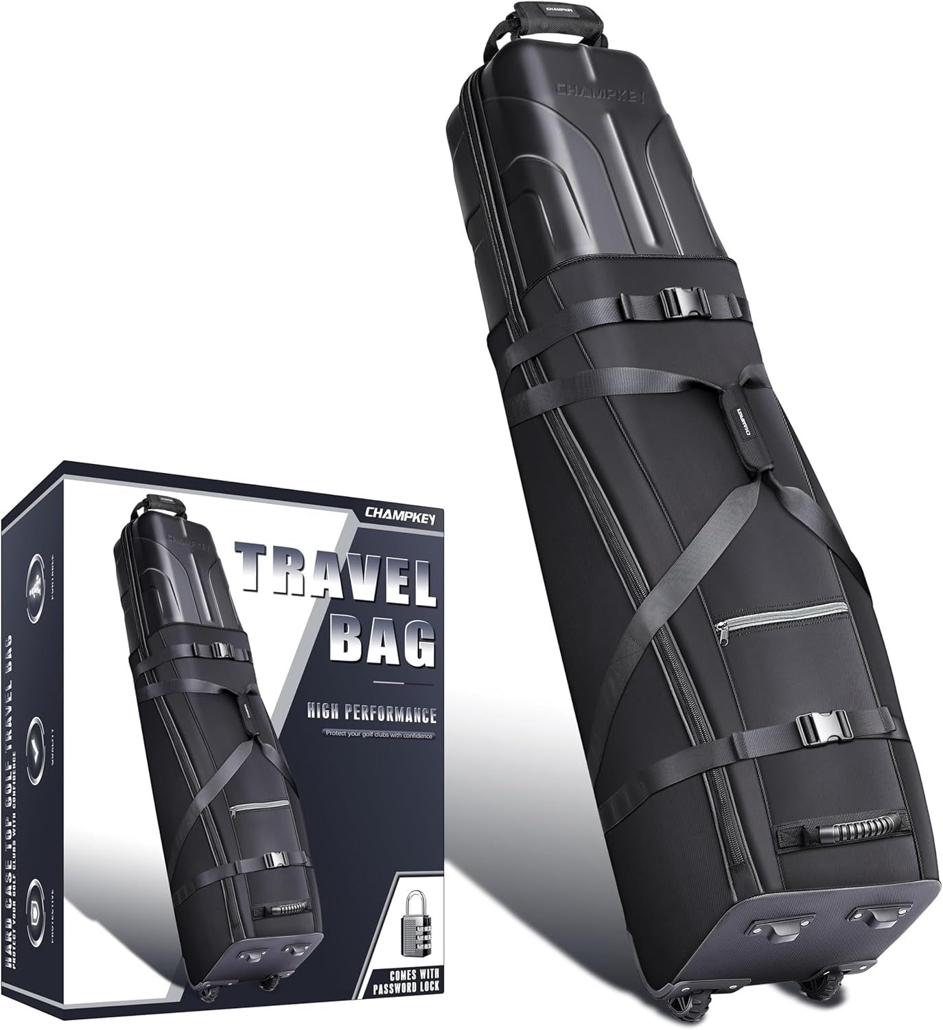 Sturdy Hard Case Golf Travel Bag with Oversized Travel Wheels for Airlines - High Performance 1680D Premium Oxford Fabric Golf Travel Cover