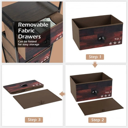 Industrial 4-Drawer Fabric Storage Dresser with Steel Frame