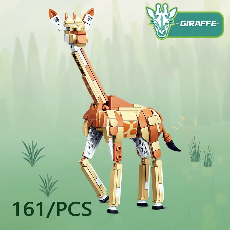 MOC City Creative Building Blocks Accessories Zoo Rhino Lion Kangaroo Wolf Fox Frog Bee Crow Peacock Mini Brick Toy Gifts X021