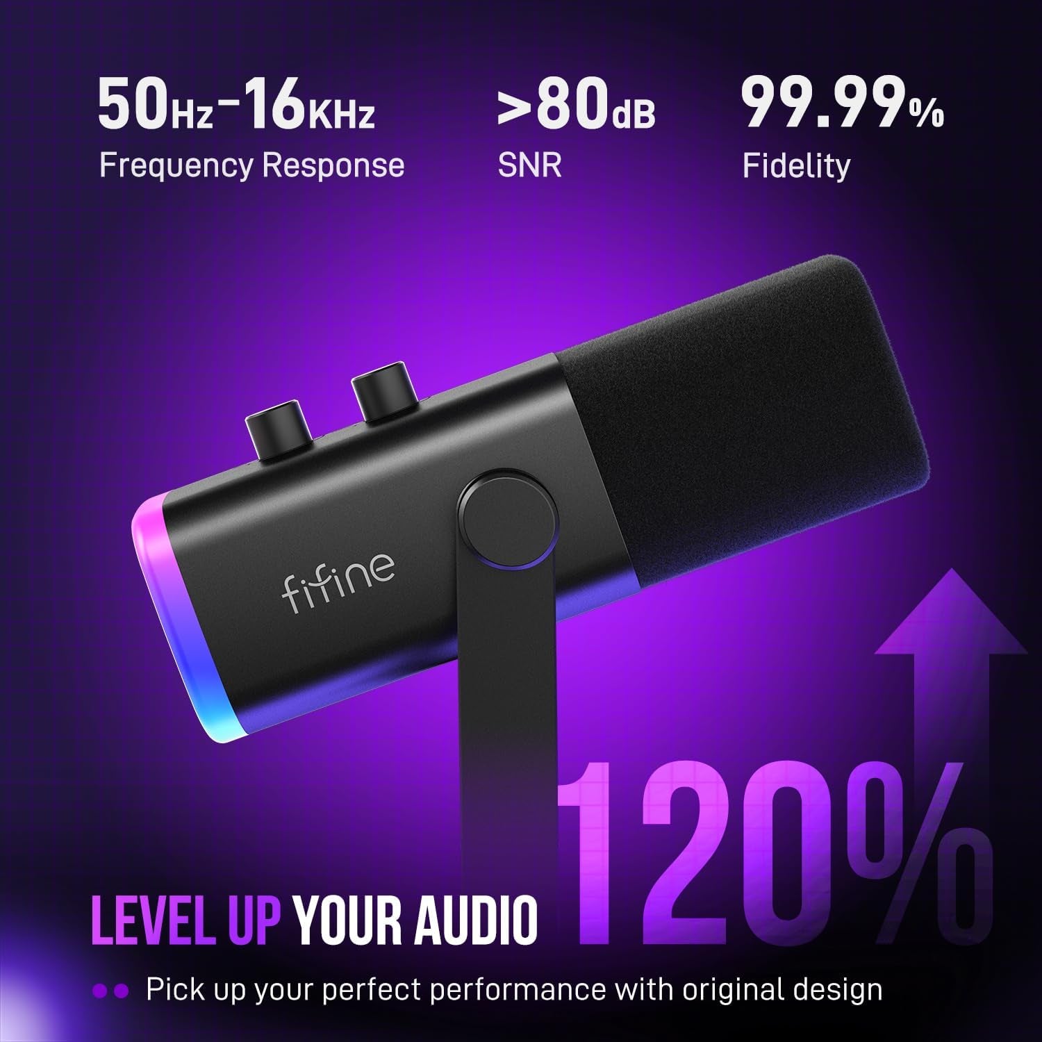 USB/XLR Dynamic Microphone for Podcast Recording, PC Computer Gaming Streaming Mic with RGB Light, Mute Button, Headphones Jack, Desktop Stand, Vocal Mic for Singing Youtube-Ampligame AM8
