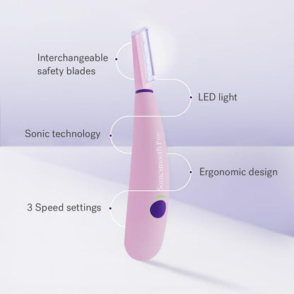 Beauty Sonicsmooth Pro+ Dermaplane Razor for Women Face + Eyebrow Trimmer Dermaplaning System W/Led Light Peach Fuzz Remover -16 Dermaplaning Blades & 2 Microsmooth Exfoliation Tips