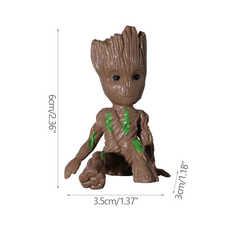 Mini Cartoon Groot Figurine – Cute Tree Man Ornament 5CM Desk Decor, Home & Office Miniature Model