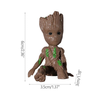 Mini Cartoon Groot Figurine – Cute Tree Man Ornament 5CM Desk Decor, Home & Office Miniature Model