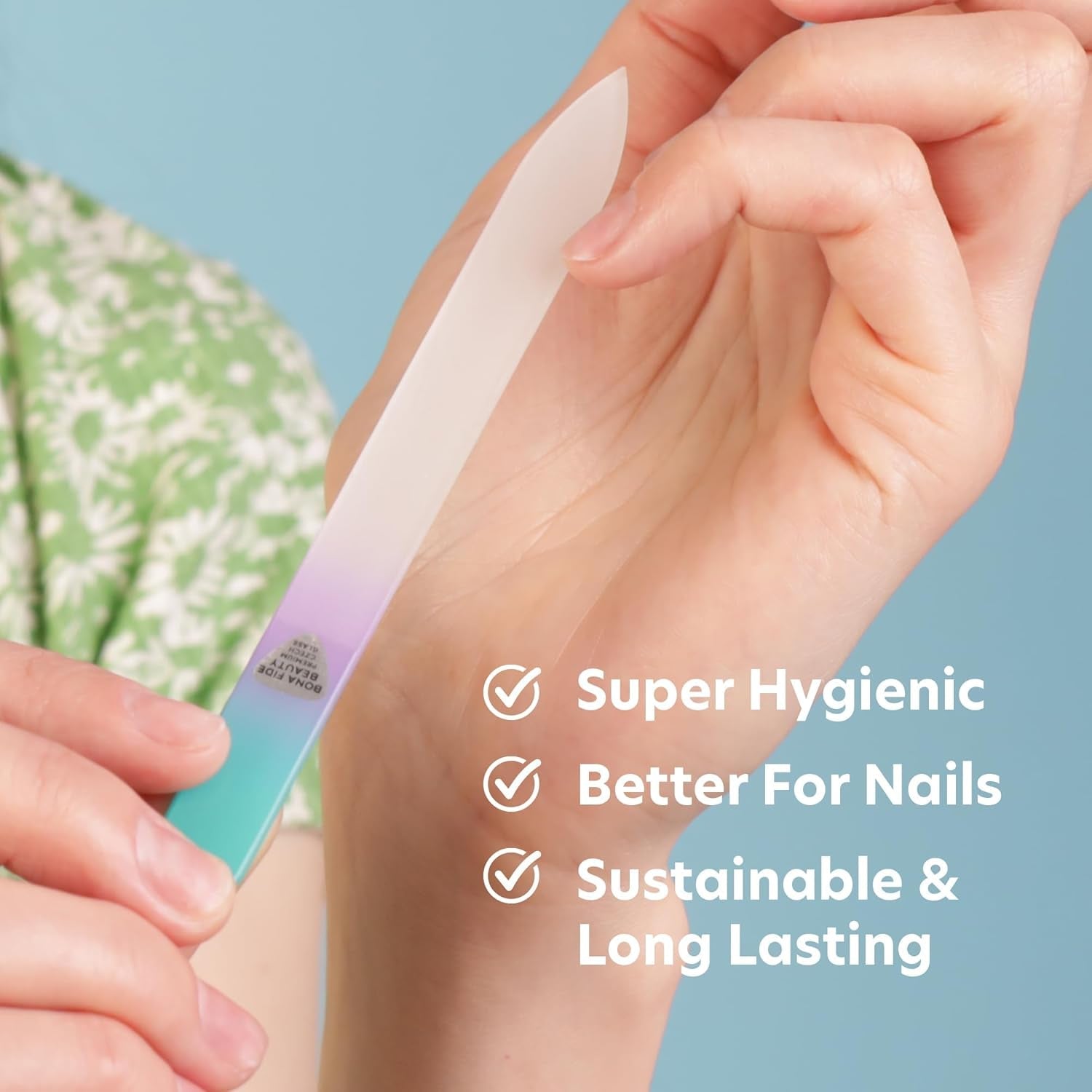 Glass Nail File in Case, Glass Fingernail File, Manicure Nail Care, Expert Precision Filing + Smooth Finish- Pastel Premium Czech Glass File