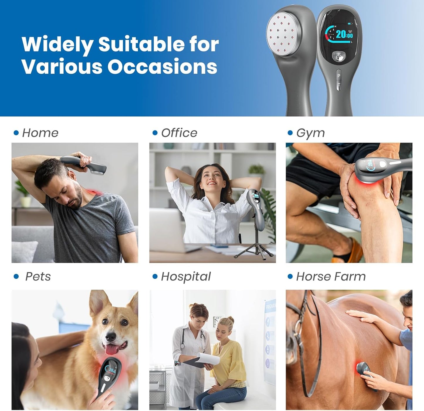 Handheld Red Light Therapy Wand with Stand, Infrared Light Therapy Device for Body, Portable Cold Red Light Therapy Gun for Muscle and Joint Pain(4 * 808Nm+14 * 650Nm)