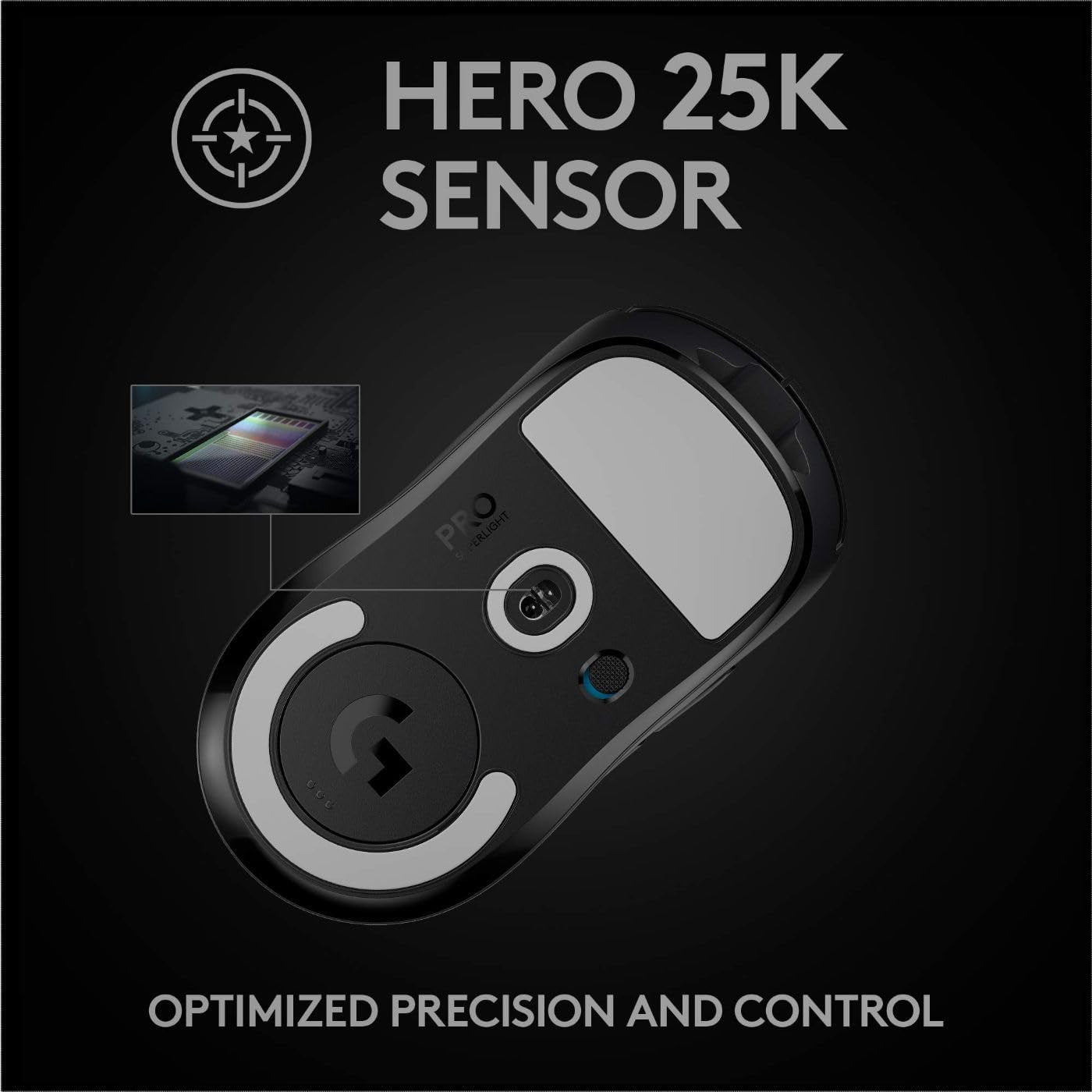 PRO X Superlight Wireless Gaming Mouse, Ultra-Lightweight, Hero 25K Sensor, 25,600 DPI, 5 Programmable Buttons, Long Battery Life, Compatible with Pc/Mac - Black