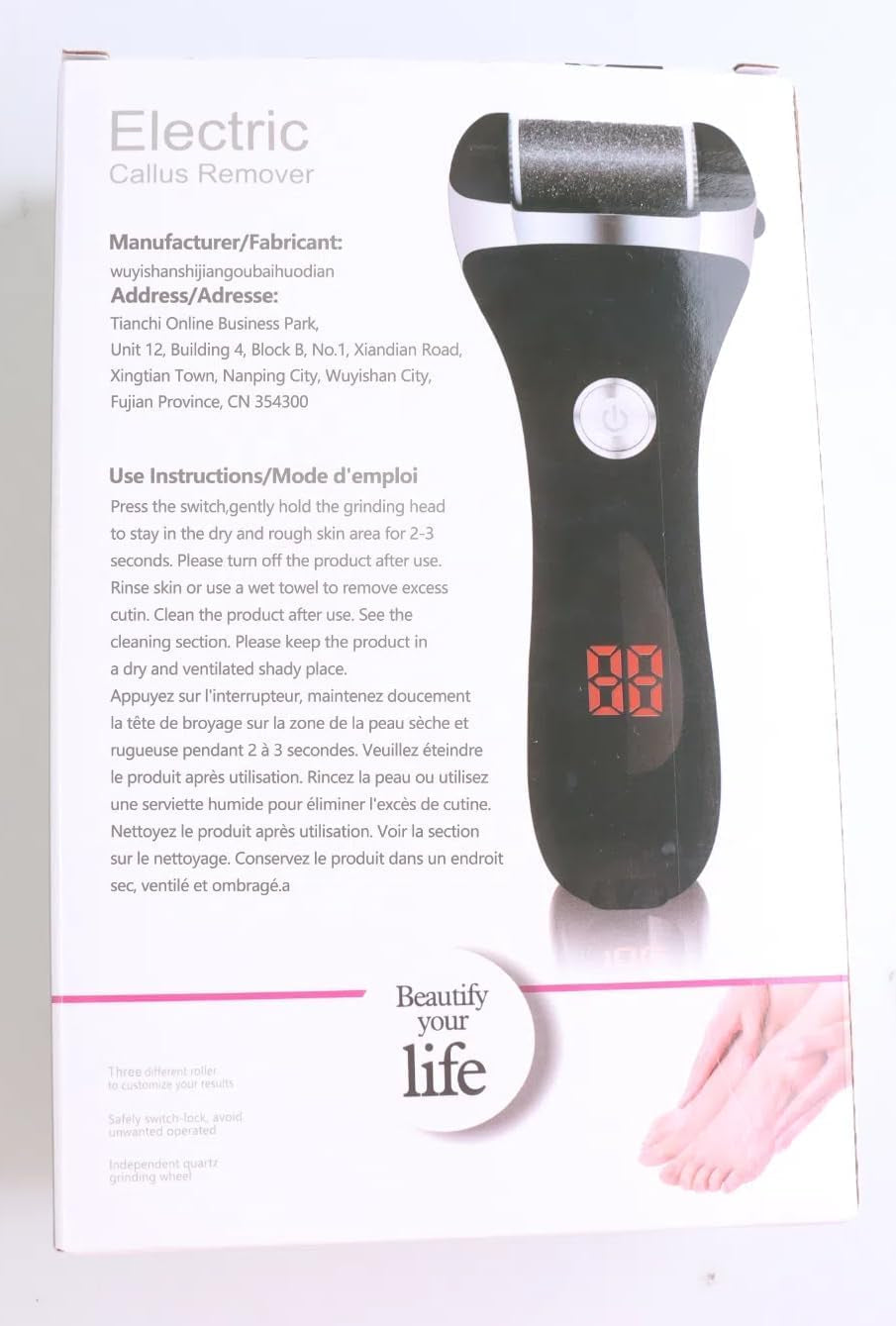 Rechargeable Callous Removers 3 Grinding Heads- Electric Foot Callus Remover Kit, Portable Waterproof Foot File, Pedicure Tools Feet Care, Hard Cracked Dry Skin