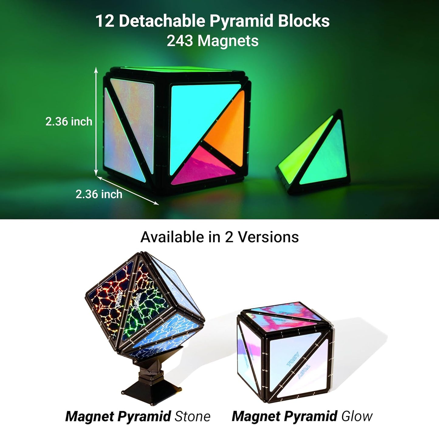 Magnet Pyramid Stone Puzzle 243 Magnets 14pcs STEM Creative Toy