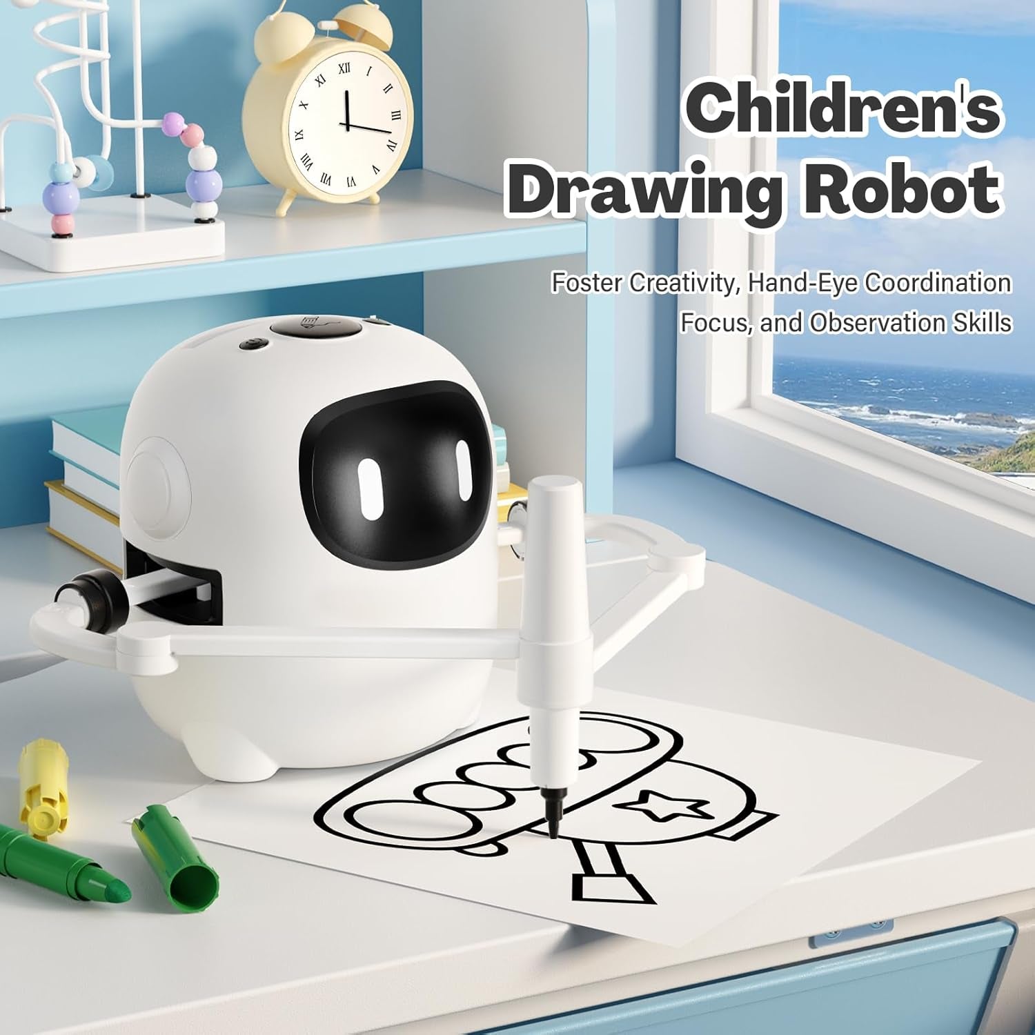 Drawing Robot Toy Voice Interactive Art Machine 150 Cards Kids Learning Toy