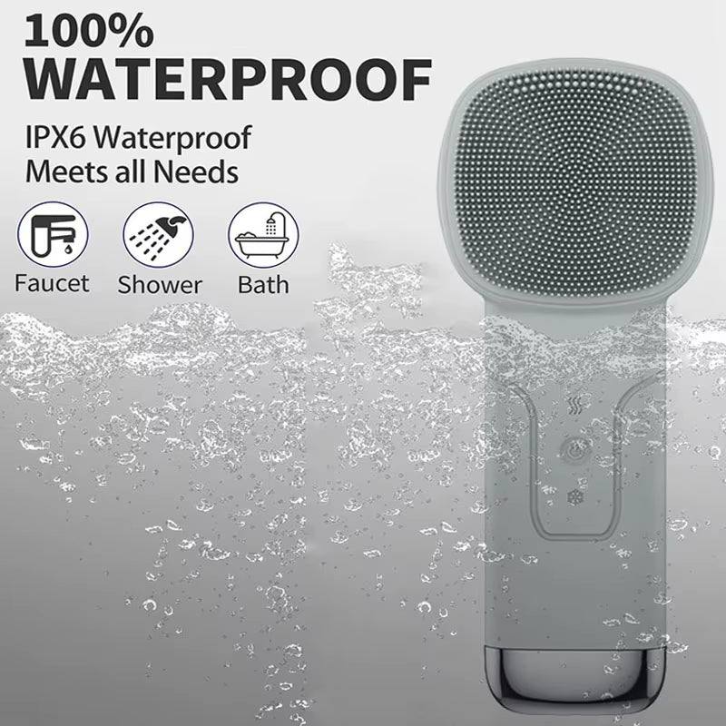 6-in-1 Sonic Facial Cleansing Brush – Heated & Cooling Silicone Face Massager, Waterproof Deep Pore Cleanser