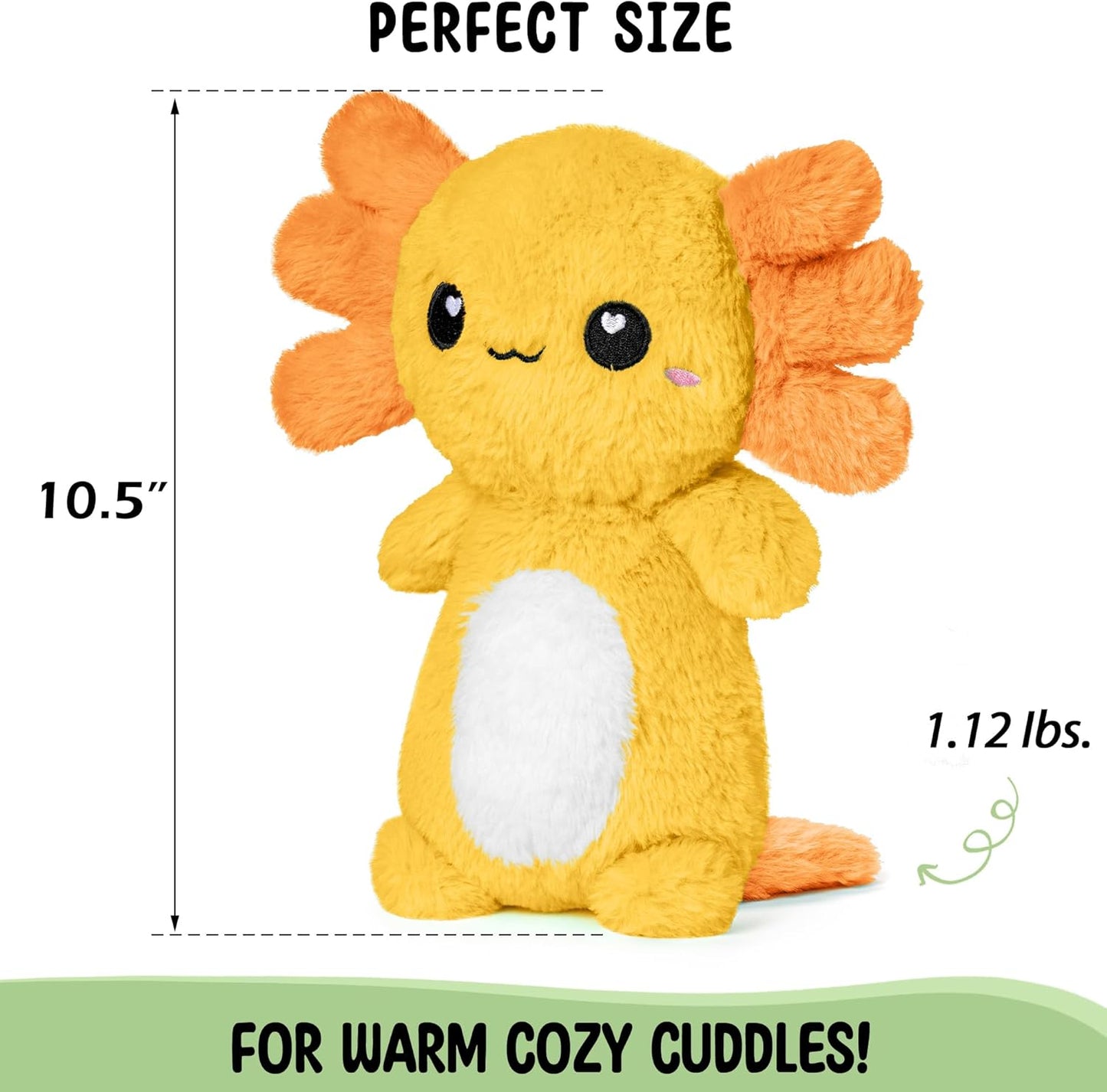 Axolotl Microwavable 1.5Lbs Unscented Heating Pad for Women and Kids- Cute Soft Cozy Pillow Plush Heatable Warm Stuffed Animals- Kawaii Hot and Cold Plushie- Axolotl Gifts for Girls & Boys