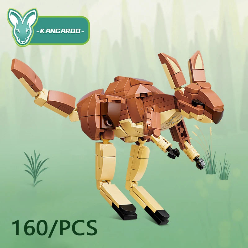 MOC City Zoo Animal Mini Building Blocks Rhino Lion Fox Frog Brick Toy Set