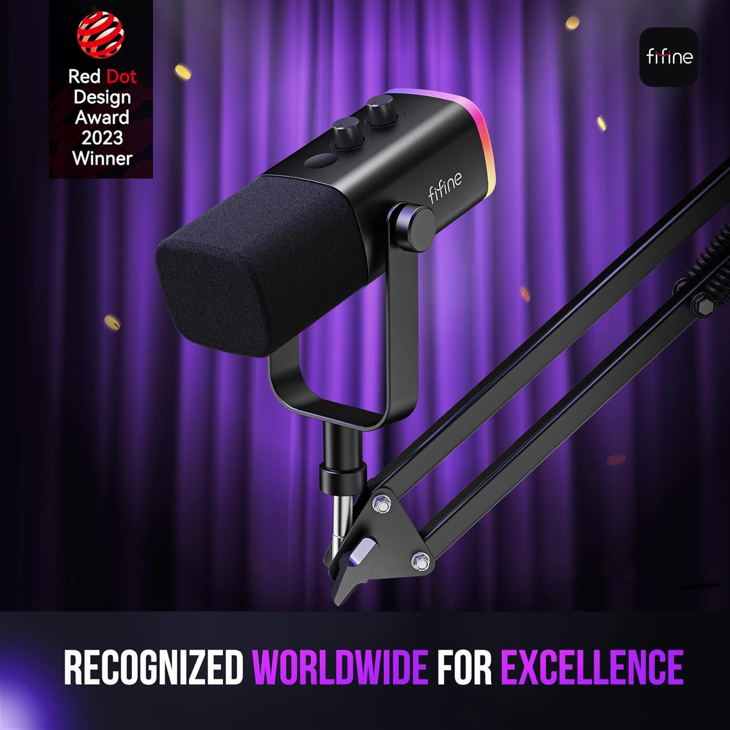 Gaming XLR/USB Microphone Kit, Streaming Dynamic Mic Set for PC, Computer Mic for Vocal Podcast Recording Voiceover, with Headphones Jack, Gain Knob, Arm Stand-Ampligame AM8T White