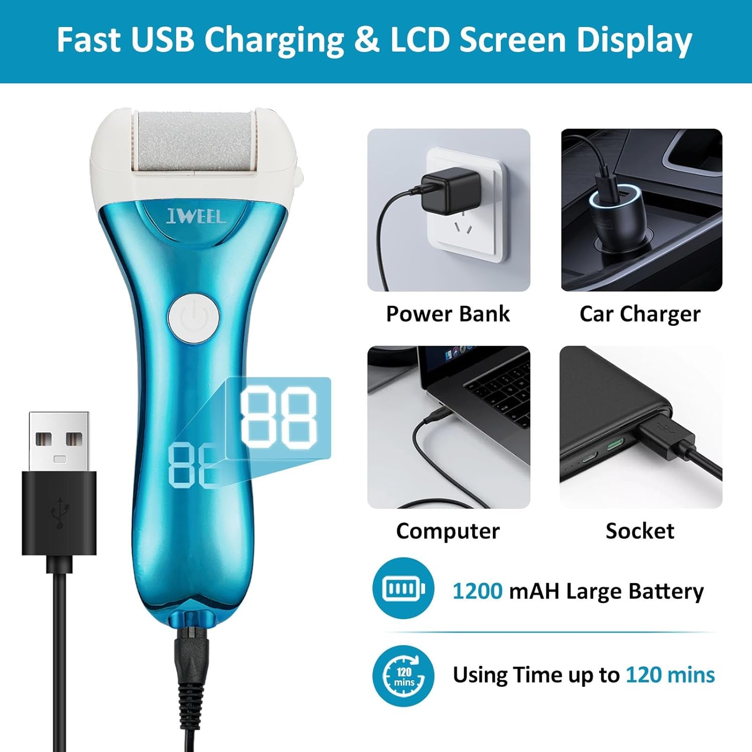 Electric Foot Callus Remover and Pedicure Kit - Rechargeable, Foot Care Solution for Dead Skin Removal