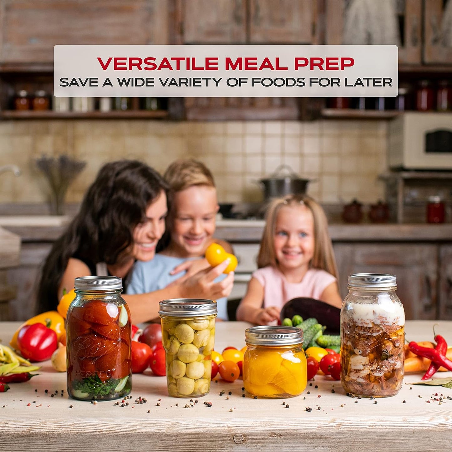 - Wide Mouth Canning Lids, 100-Pack – Create Airtight Seals on Mason Jars to Preserve Food for Meal Prep & Emergency Food Storage – 3.4 In. Metal Lids with Silicone Seals – Canning Supplies