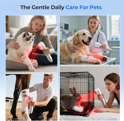 Handheld Red Light Therapy Devices - near Infrared Light Therapy for Face & Body, 660Nm 808Nm Wireless Red Light Therapy Wand with Glasses for Knee, Wrist, Local Pain and Pets, Portable, White