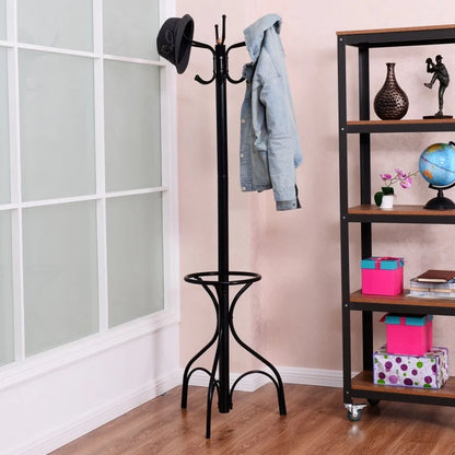 Antique-Style Metal Coat and Hat Stand with Clothes Hanger