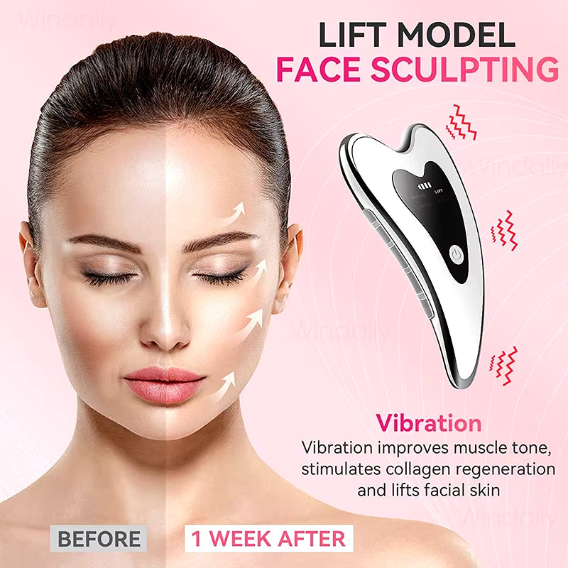 Electric Gua Sha Face Massager Heated Vibration Facial Scraping Tools anti Wrinkles Double Chin Skin Face Lifting Device