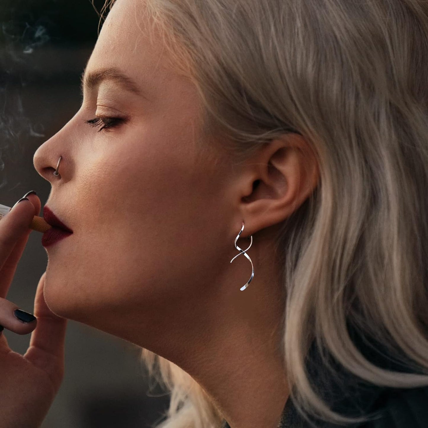 Earrings for Women Spiral Threader Earrings 925 Sterling Silver Earrings Hand Bent Dangle Earrings for Women，Suitable for Gift Giving, Perfect for Your Birthday Party, Christmas, Gift Giving.