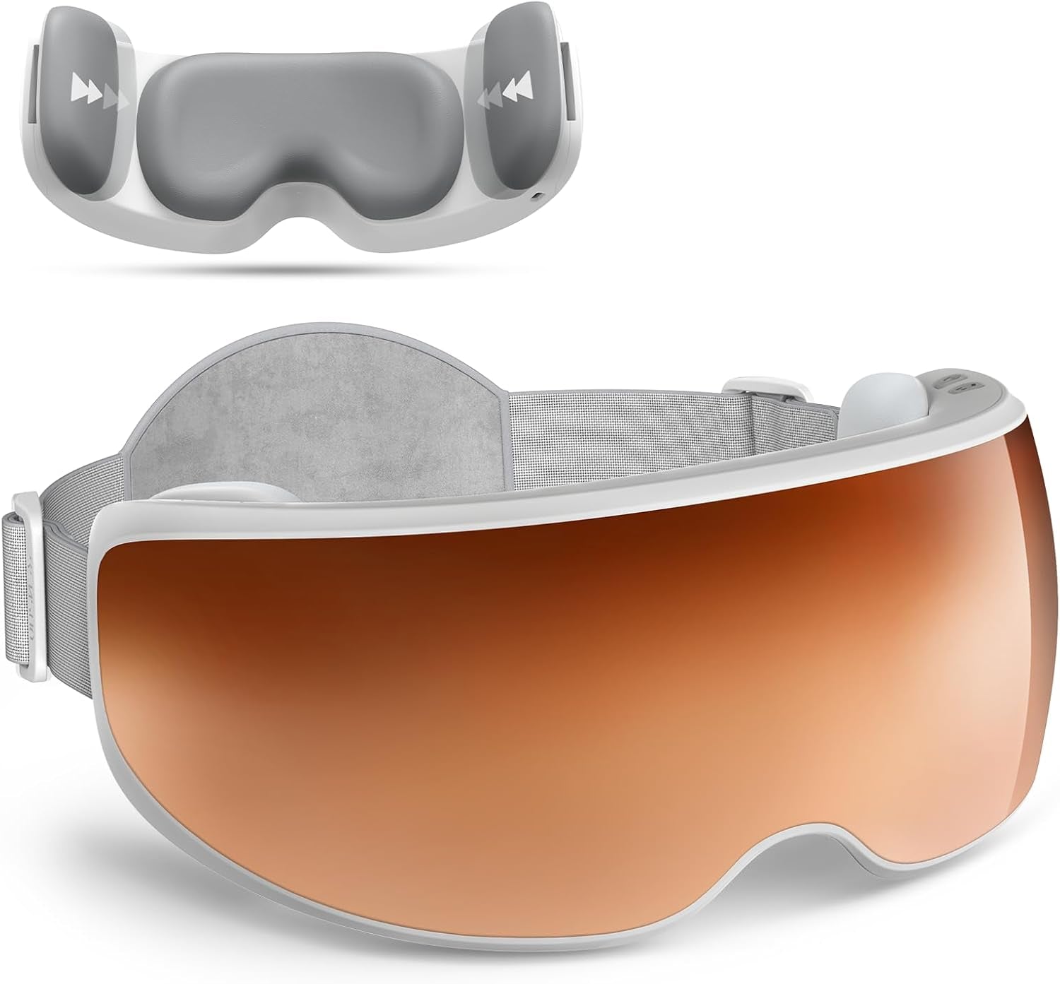 Eyeris Calina Eye Temple Massager for Migraines, FSA Eligible HSA, Birthday Valentines Day Gifts for Women Men, Voice Control, Slidable Temple Massage Cushions, Heated Eye Mask