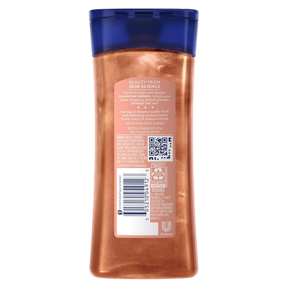Glazed and Glisten Sunlit Glow Body Gel Oil Vanilla Cocoa Shimmering with Ultra-Hydrating Lipids and 100% Pure Cocoa Butter, 6.8 Oz