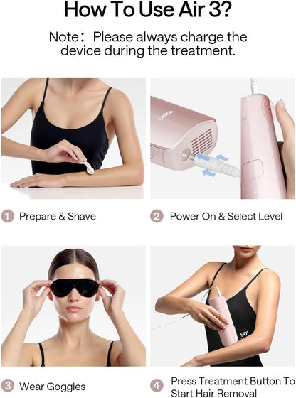Women's IPL Laser Hair Removal Device with Ice-Cooling Technology - Pink