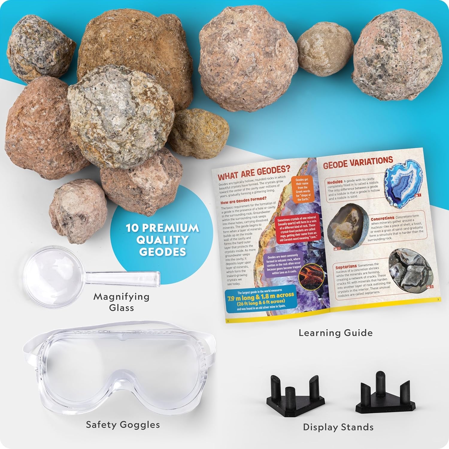 National Geographic Break Open 15 Premium Geodes Kit Goggles STEM